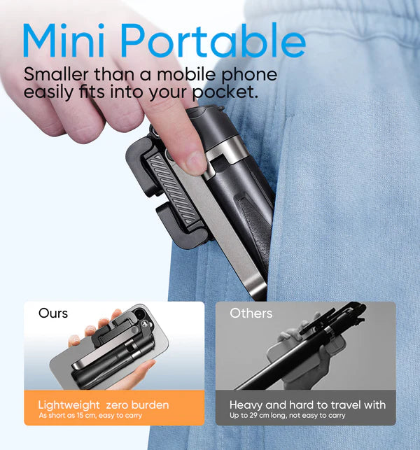 Palm Size Foldable Magnetic Bluetooth Selfie Stick Tripod