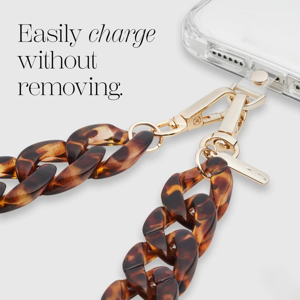 Tortoiseshell Chunky Chain Crossbody Phone Strap