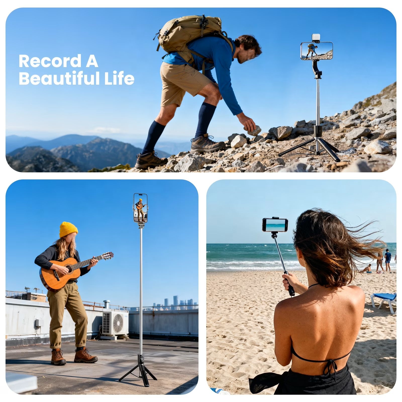 Telescopic Fill Light Bluetooth Selfie Stick Tripod