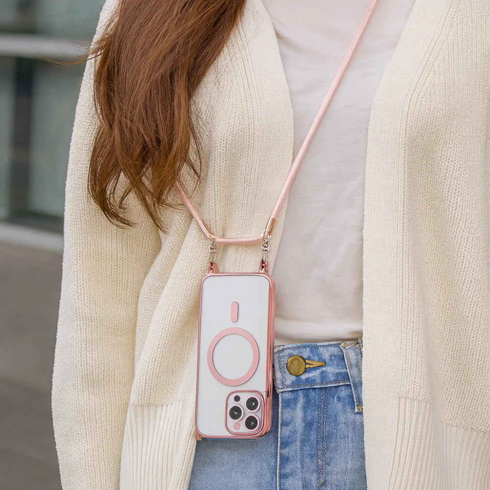 Thin Metallic Nylon Adjustable Crossbody Phone Lanyard Strap