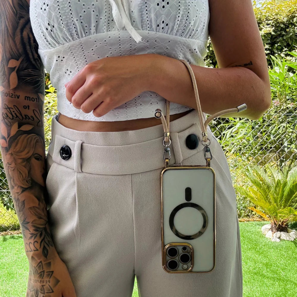 Thin Metallic Nylon Adjustable Crossbody Phone Lanyard Strap