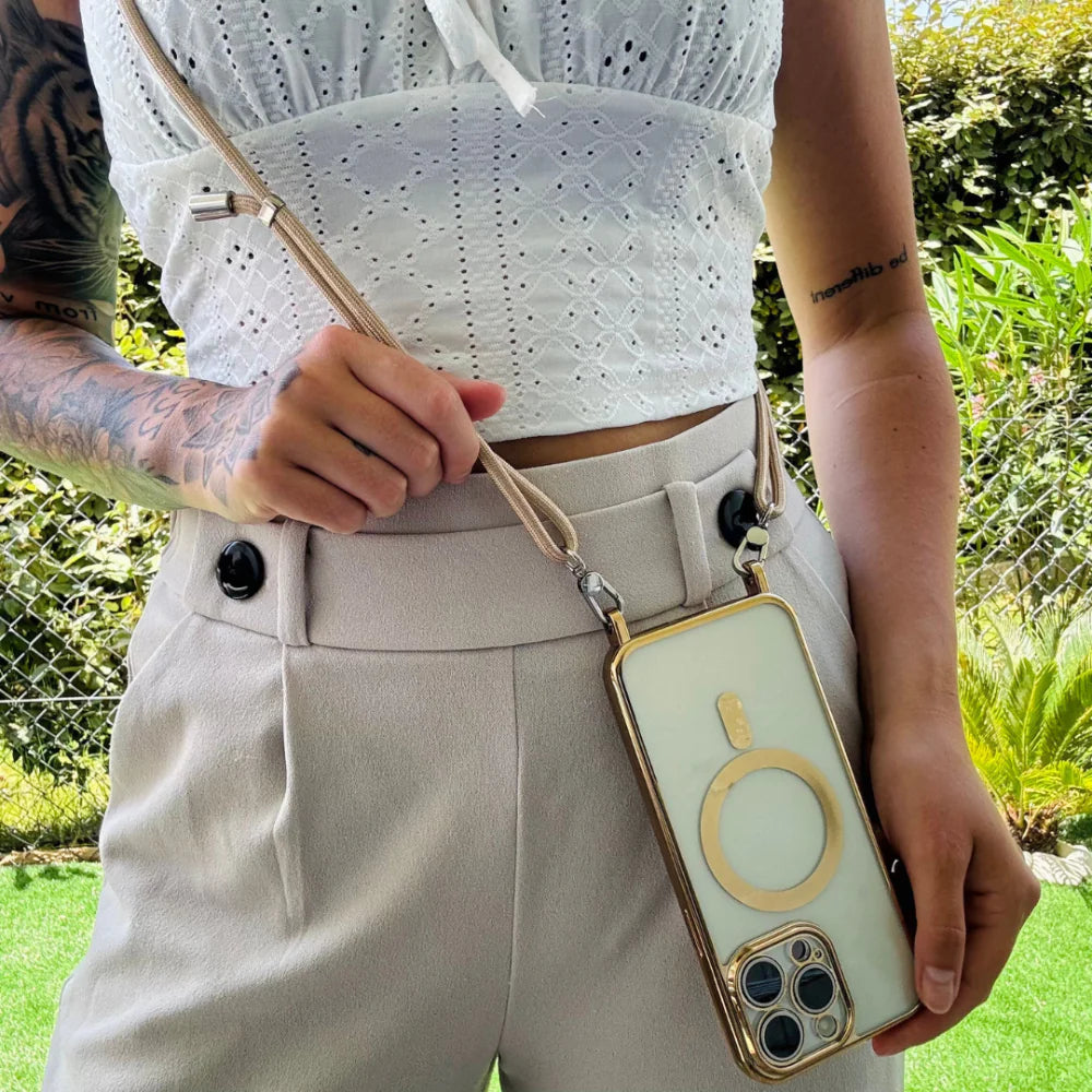 Thin Metallic Nylon Adjustable Crossbody Phone Lanyard Strap