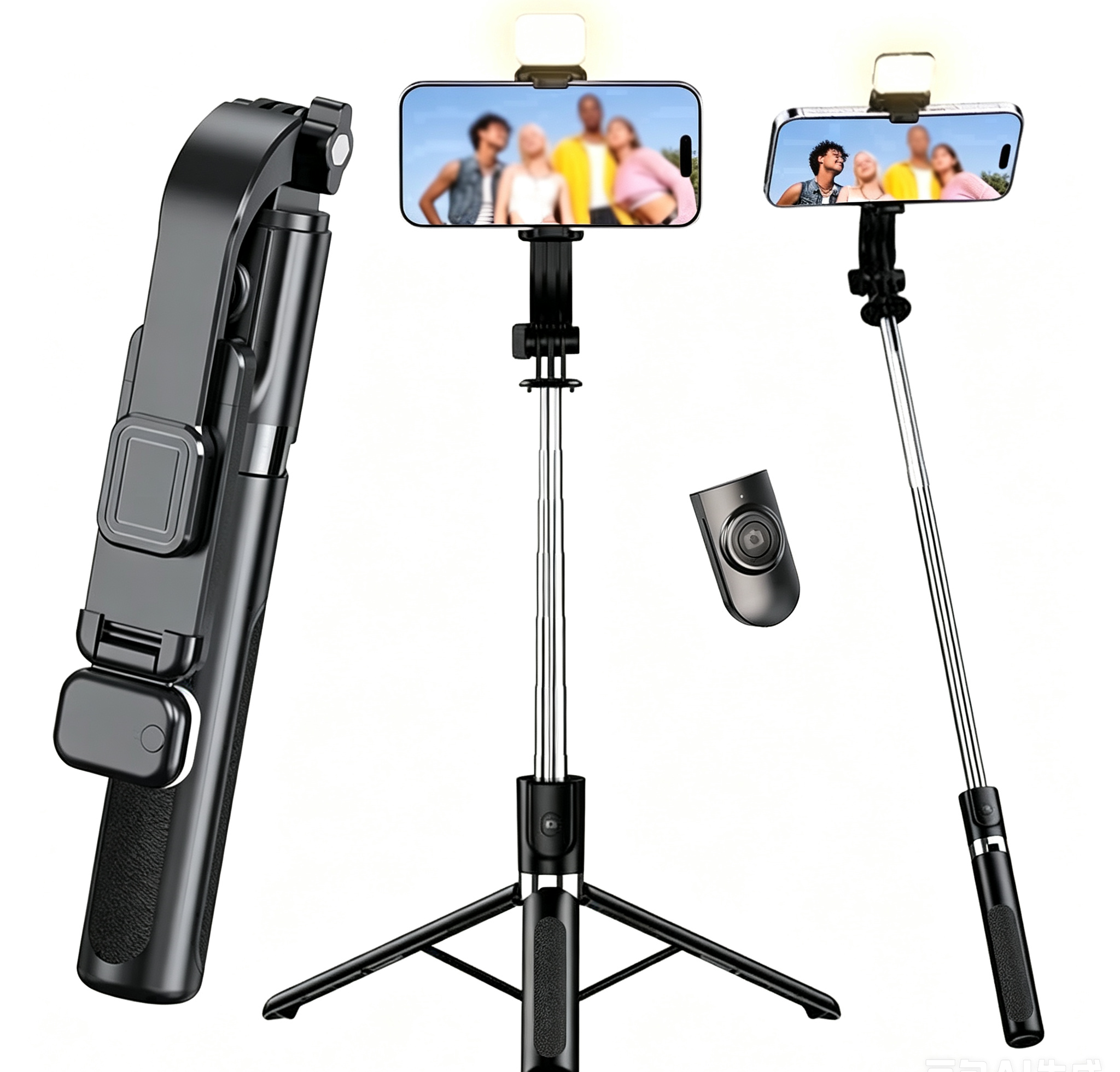 Telescopic Fill Light Bluetooth Selfie Stick Tripod